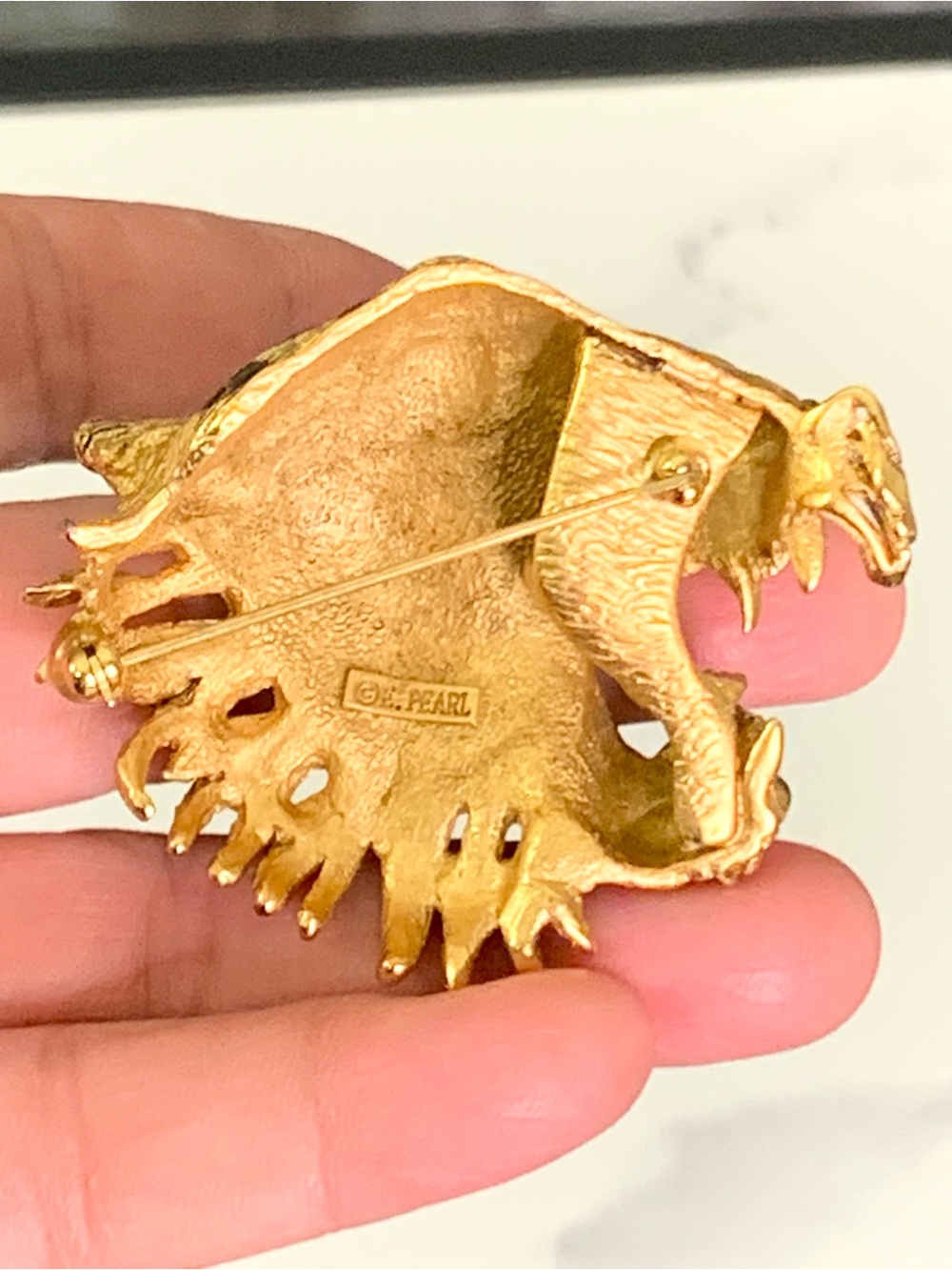 VINTAGE ERWIN PEARL RHINESTONE ENAMEL TIGER BROOCH - Picture 11 of 14